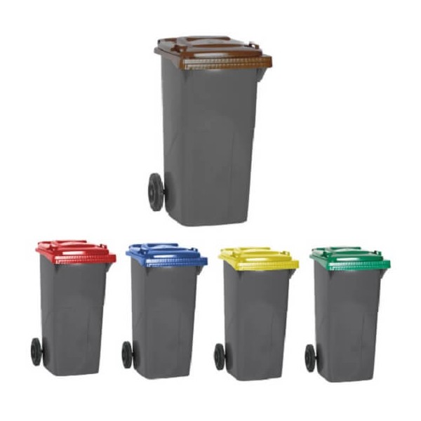 Cubo de basura de reciclaje gris de 120L